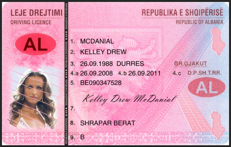 Albania Driving Licence Template
