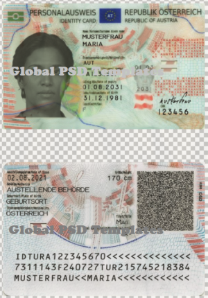 Austria ID Card  Template (scan v2)