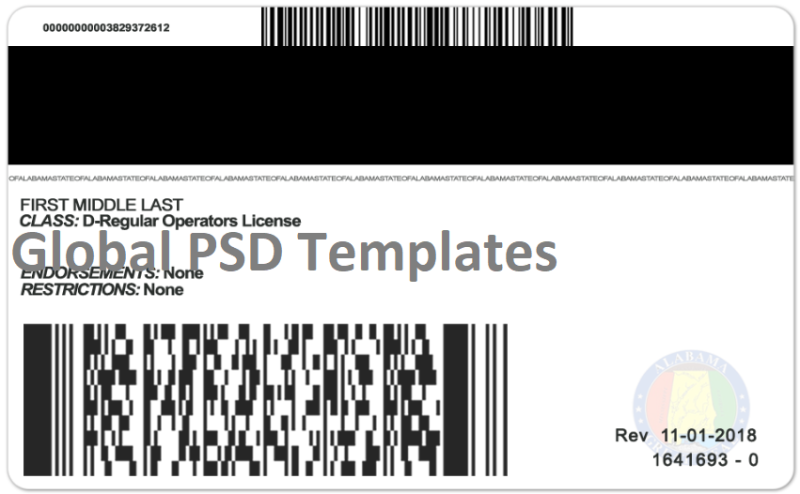 Alabama Drivers License (Front & Back) Template (V2) - Image 2