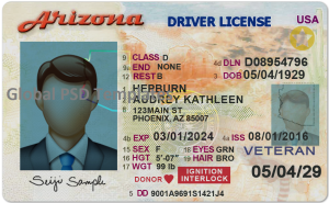 Arizona Driver License (Front & Back) Template