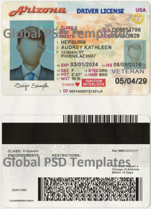 Arizona Driver License Template (scan)