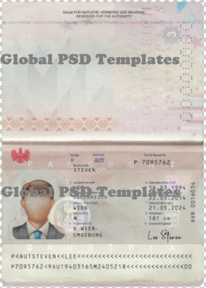 Austria Passport Template