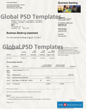 Bank of Montreal Statement Template