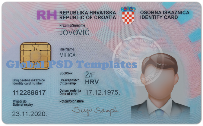 Croatia ID Card (Front & Back)Template