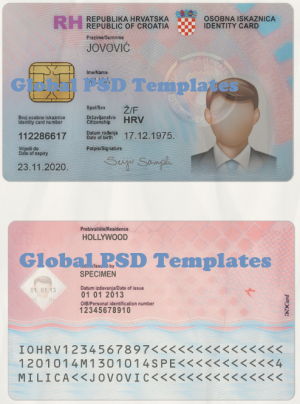 Croatia ID Card Template(scan)