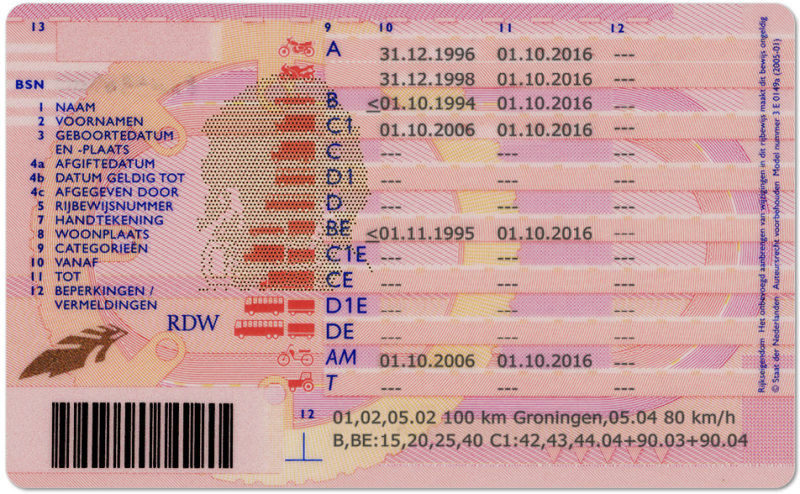 Netherlands Driving Licence (Front & Back) Template - Image 2