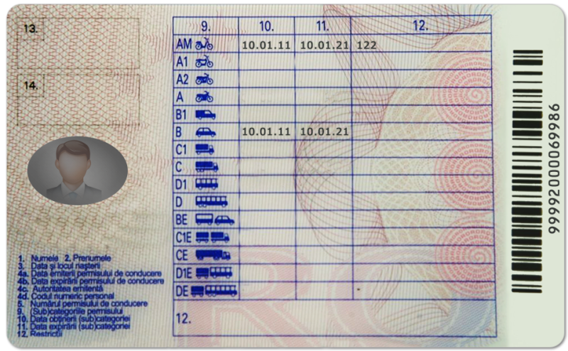 Romania Driving Licence Template - Image 2