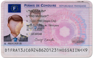 France Driving Licence (Front & Back) Template