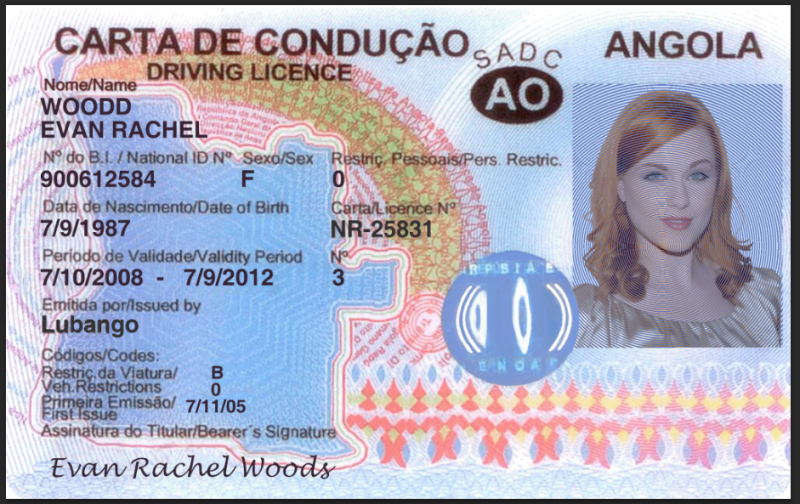 Angola Driving Licence Template