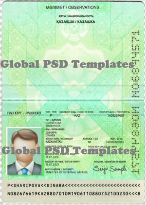 Kazakhstan Passport Template