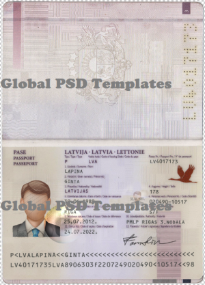 Latvia Passport Template