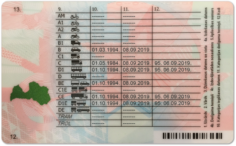 Latvia Driving Licence (Front & Back) Template - Image 2