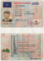 Latvia Driving Licence Template (scan)