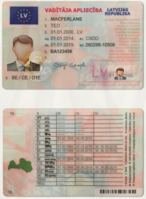 Latvia Driving Licence Template (scan)
