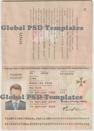 Malta Passport Template