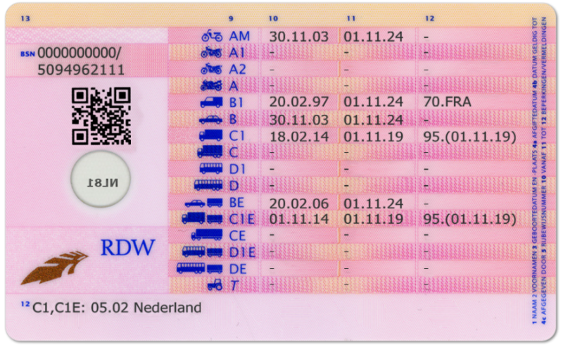 Netherlands Driving Licence Template V2 - Image 2