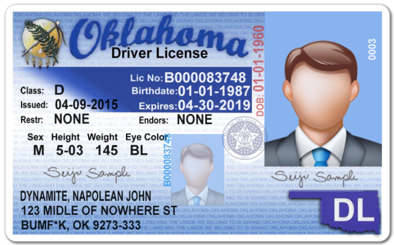 Oklahoma Driving Licence Template V1
