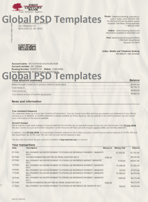 Payoneer ban First Century Bank Statement Template