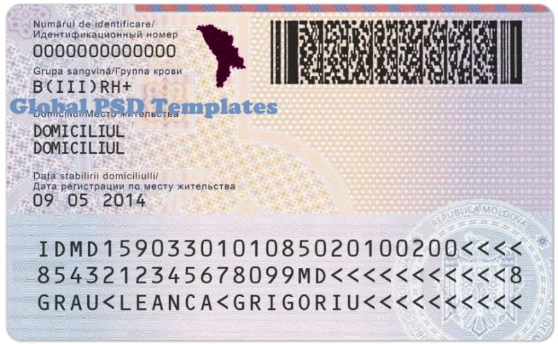 Moldova ID Card (Front & Back) Template - Image 2