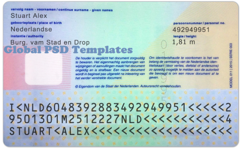 Netherlands ID Card (Front & Back) Template V2 - Image 2