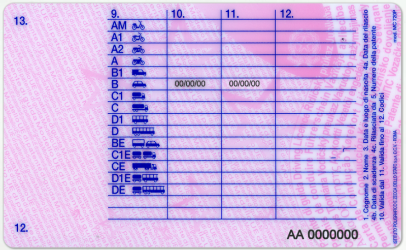 Italy Driving Licence (Front & Back) Template - Image 2