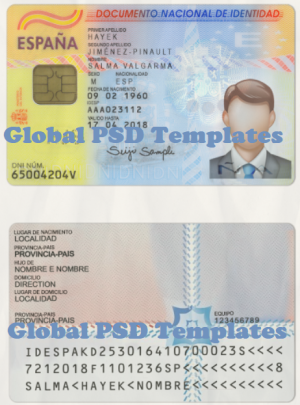 Spain ID Card Template (scan)