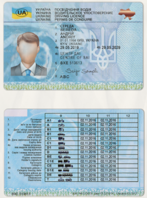 Ukraine Driving Licence Template(scan)