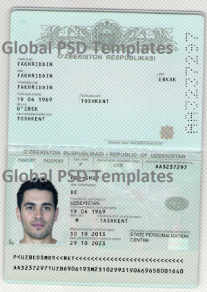 Uzbekistan Passport Template