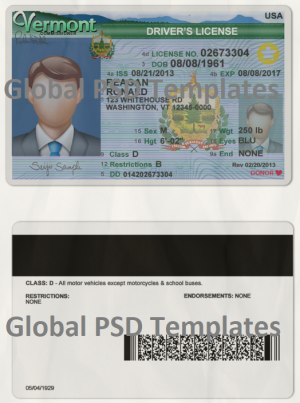 Vermont Driver License Template (scan)