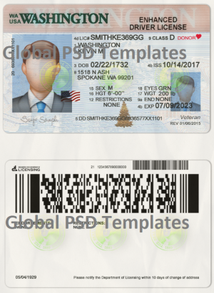 Washington Driver License Template (scan)