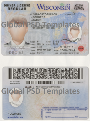 Wisconsin Driver License Template (scan)