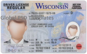 Wisconsin Driver License(Front & Back) Template