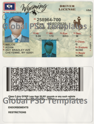 Wyoming Driver License Template (scan)