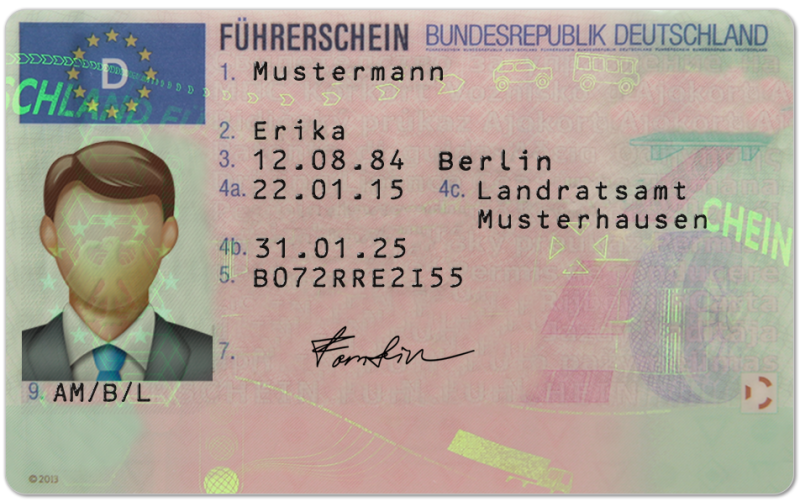 Germany Driving Licence (Front & Back) Template