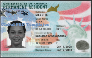 USA Green Card (Front & Back) Template