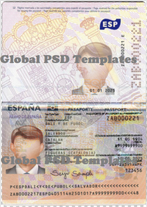 Spain NEW version Passport Template