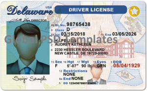 Delaware Drivers License Template (Front & Back)