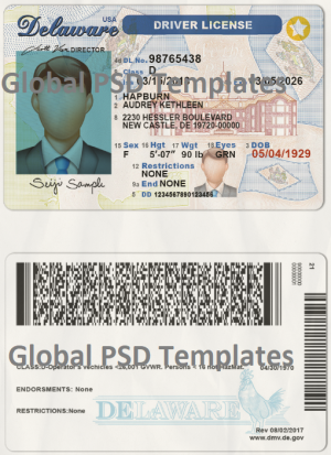 Delaware Drivers License Template (scan)