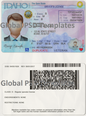 Idaho Drivers License Template (scan)