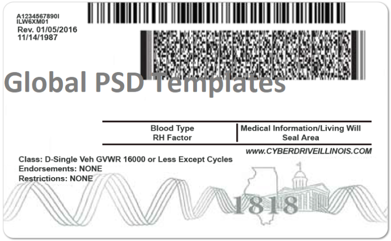 Illinois Drivers License Template (Front & Back) V2 - Image 2