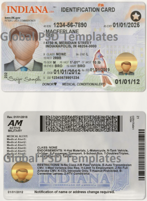 Indiana Drivers License Template (scan) V2