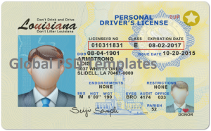 Louisiana Drivers License Template (Front & Back)