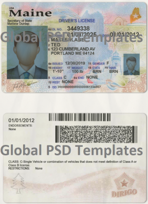 Maine Drivers License Template (scan) V3