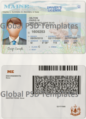Maine Drivers License Template (scan) V2