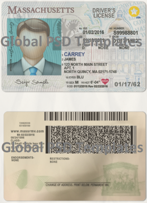 Massachusetts Drivers License Template (scan) V2