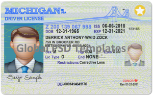 Michigan Drivers License Template (Front & Back)