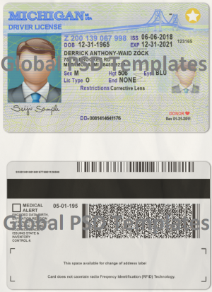 Michigan Drivers License Template (scan)
