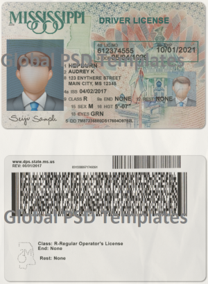 Mississippi Drivers License Template (scan) V2
