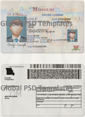 Missouri Drivers License Template (scan)