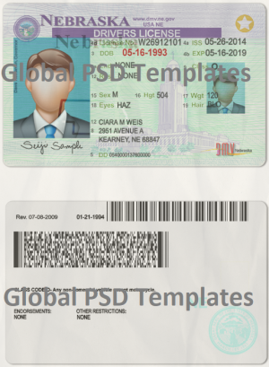 Nebraska Drivers License Template (scan)